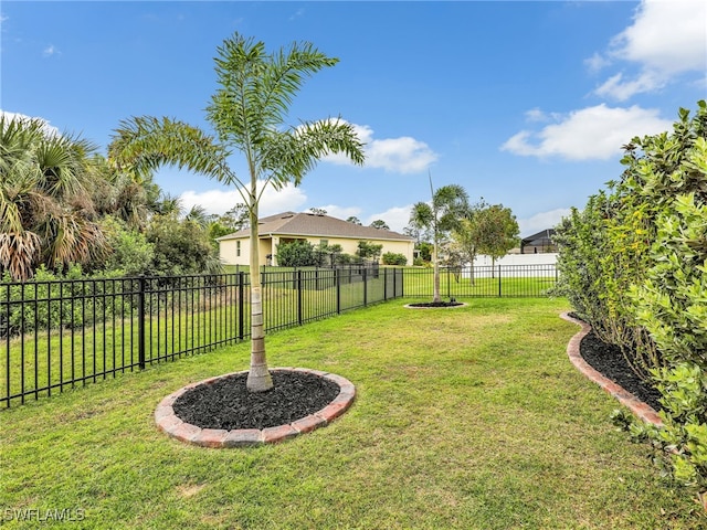 view of yard featuring a fenced backyard