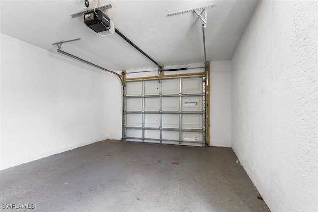 garage with a garage door opener