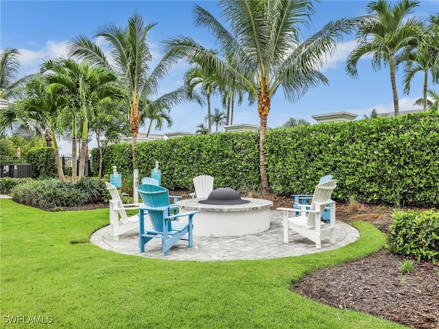 exterior space featuring a patio, a yard, and fence