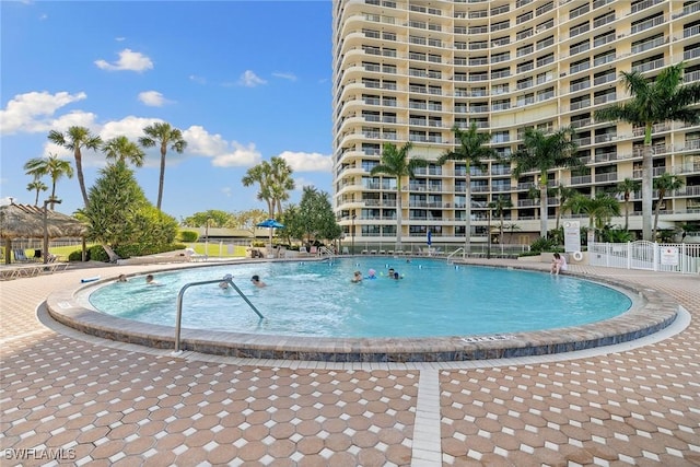 view of pool with fence