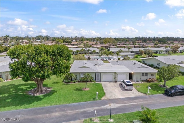 aerial view with a residential view