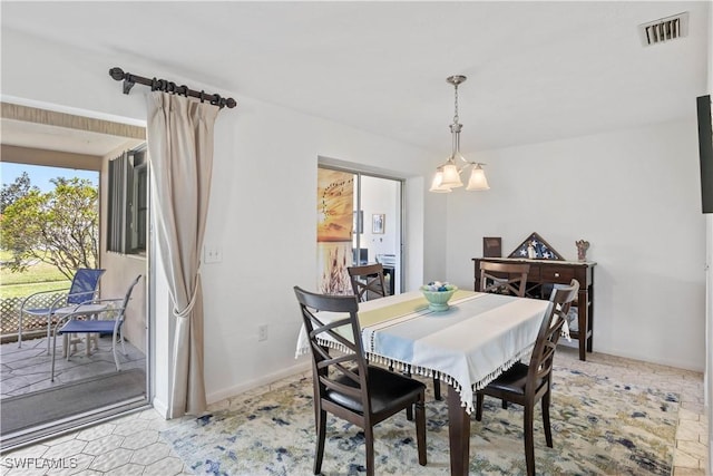 dining space with visible vents