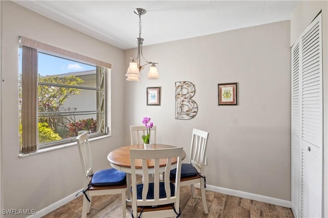 dining room featuring baseboards and wood finished floors