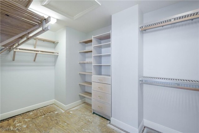 spacious closet with attic access