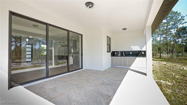 view of patio featuring a sink