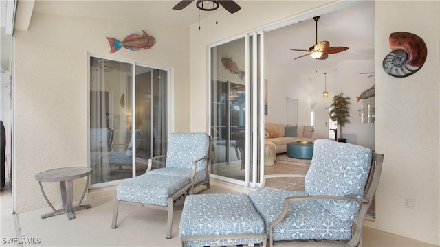 view of patio featuring a ceiling fan