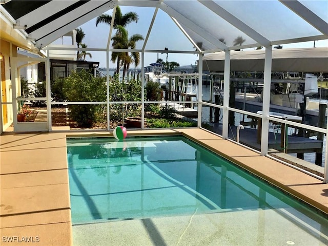 outdoor pool with a lanai