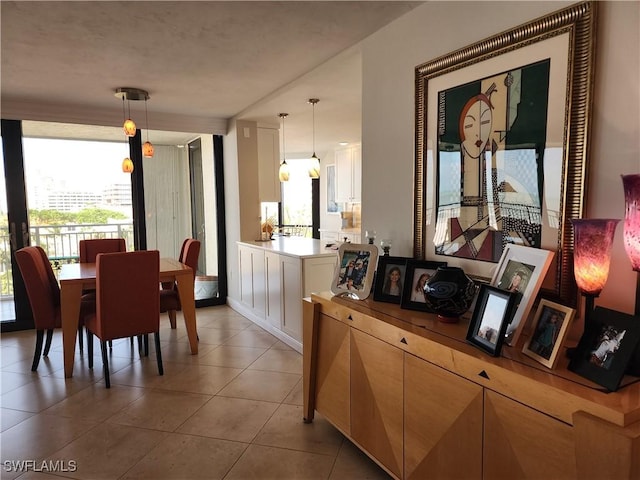 dining area featuring light tile patterned floors