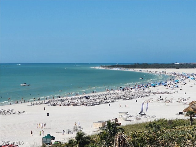 property view of water with a beach view