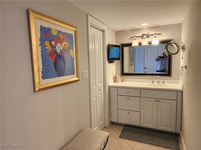 bathroom featuring vanity and tile patterned floors