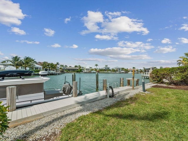 dock area featuring a water view