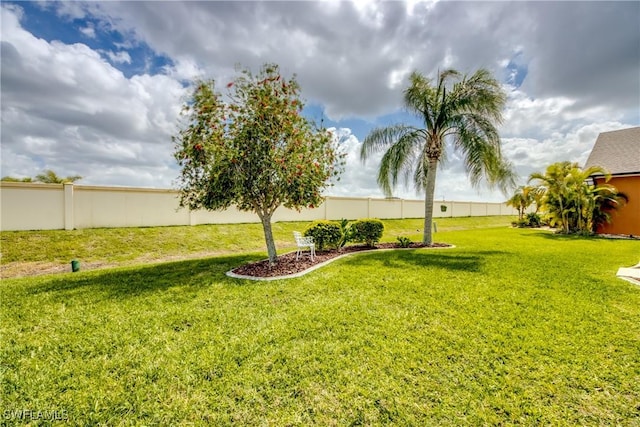 view of yard featuring a fenced backyard