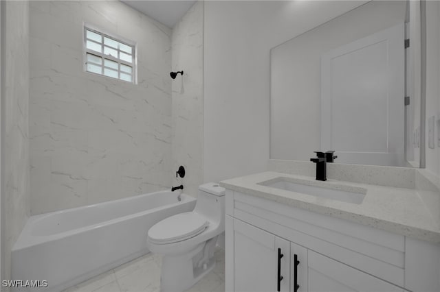 3109 11th St W, Lehigh Acres, FL 33971 - bathroom with vanity, toilet, shower / tub combination, and marble finish floor