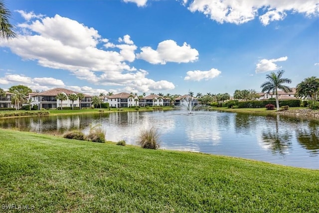 view of water feature with a residential view