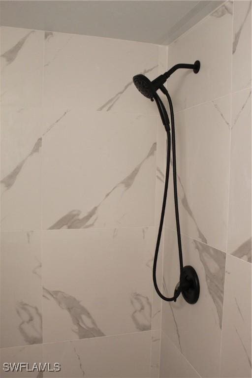 interior details featuring tiled shower