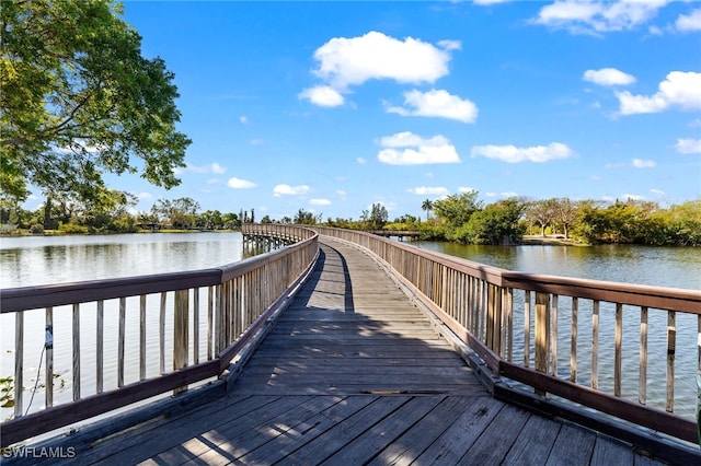 dock area featuring a water view