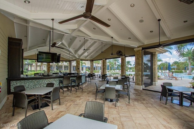 7658 Jacaranda Ln, Naples, FL 34114 - view of patio with a gazebo, outdoor dining space, and a ceiling fan