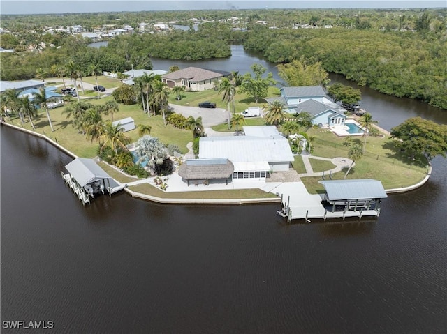 416 Seaworthy Rd, North Fort Myers, FL 33903 - aerial view featuring a water view and a view of trees