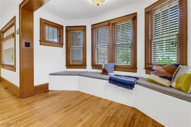 interior space featuring light wood-style floors and baseboards