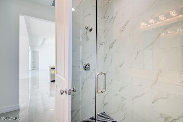 bathroom with a stall shower