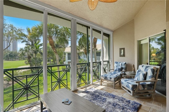 sunroom with vaulted ceiling