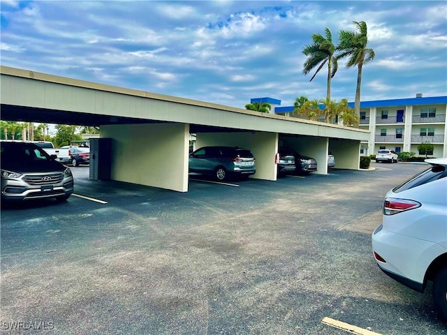 view of covered parking lot