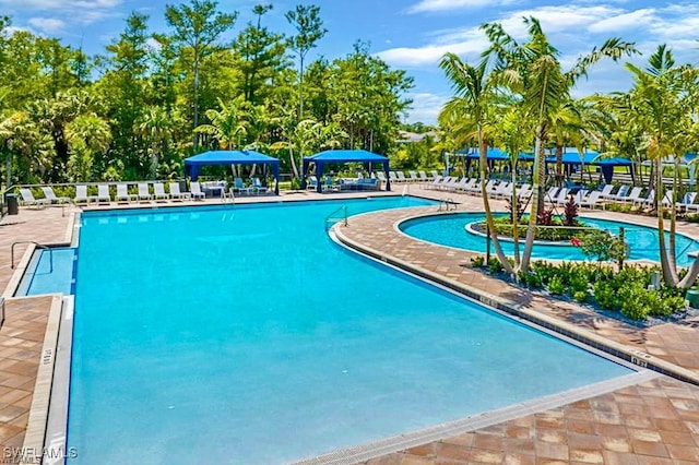 pool featuring a patio area