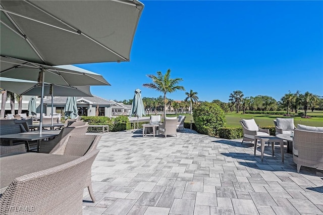 view of patio featuring outdoor lounge area and outdoor dining area