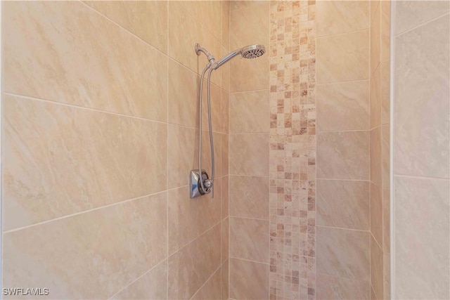 interior details featuring tiled shower