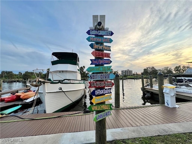 dock area with a water view