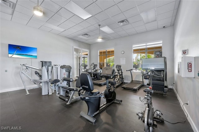 1821 Lema Ct, Naples, FL 34120 - gym with baseboards, a drop ceiling, and visible vents