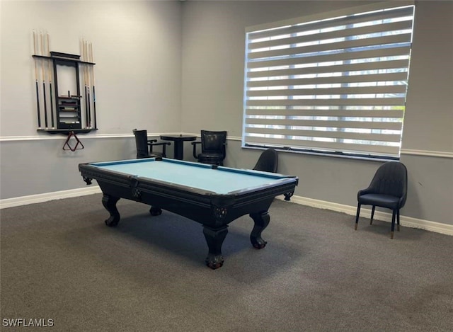 1821 Lema Ct, Naples, FL 34120 - game room with pool table, baseboards, and carpet flooring