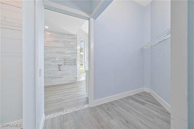 spacious closet with wood tiled floor