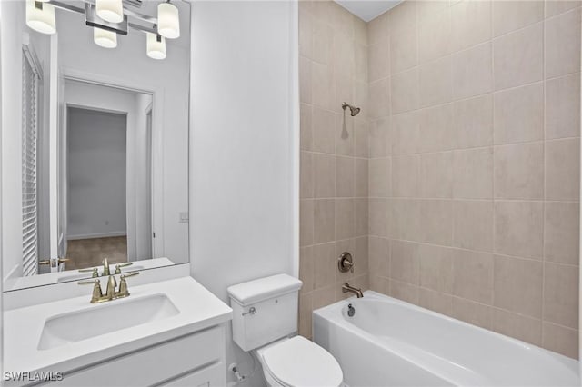 full bathroom featuring vanity, shower / tub combination, and toilet