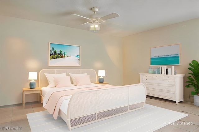 bedroom featuring ceiling fan