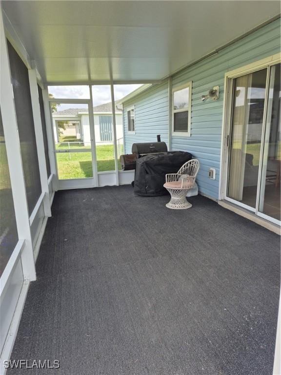 view of unfurnished sunroom