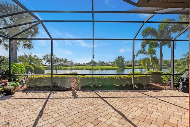 exterior space featuring a water view