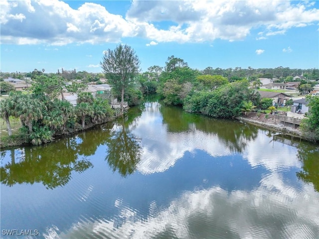 view of water feature with a residential view