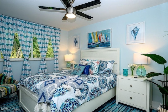 bedroom featuring ceiling fan