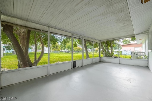 view of unfurnished sunroom