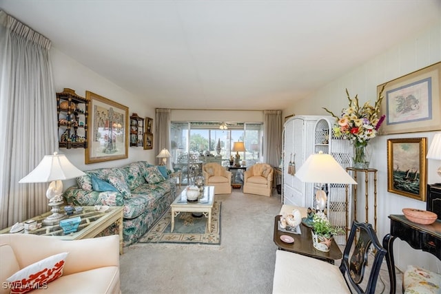 living area with carpet floors