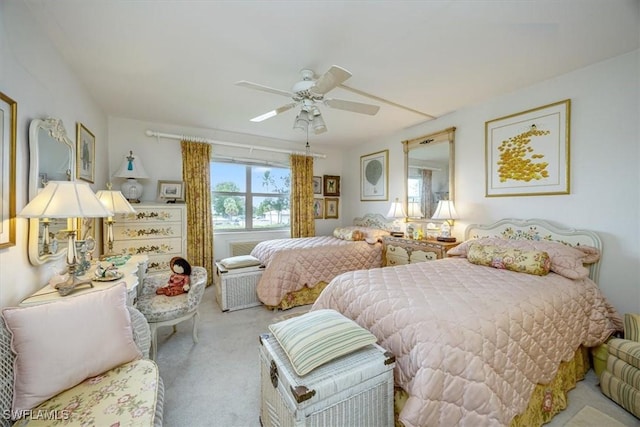 bedroom with carpet flooring and ceiling fan