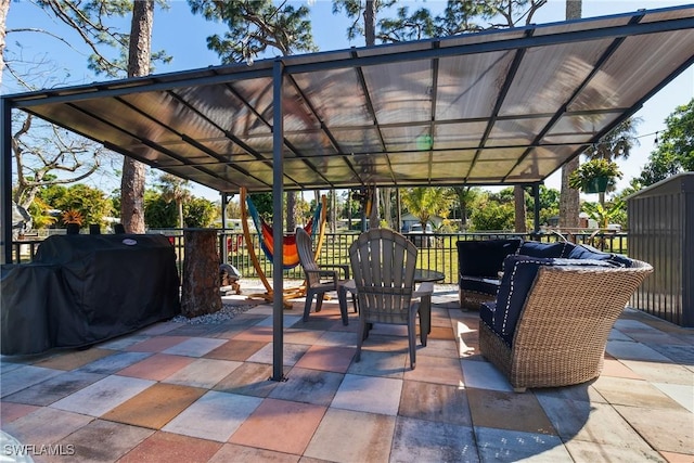 view of patio with grilling area