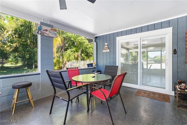 1622 Piney Rd, North Fort Myers, FL 33903 - sunroom / solarium featuring a ceiling fan and outdoor dining area