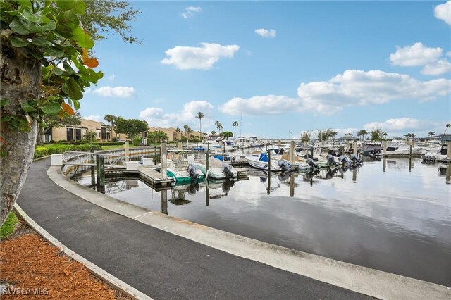 view of dock featuring a water view