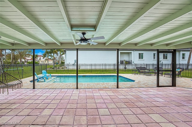 view of swimming pool with a patio area, a fenced backyard, and a fenced in pool