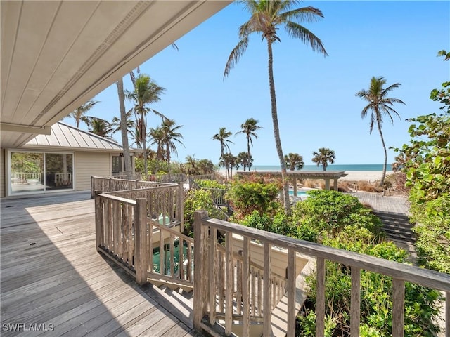 deck with a water view