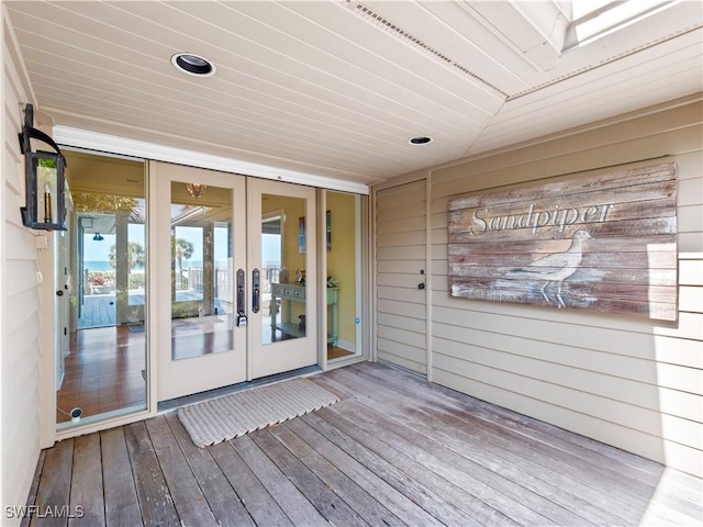 wooden deck with french doors