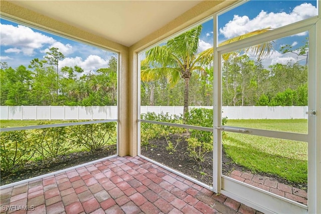 view of unfurnished sunroom