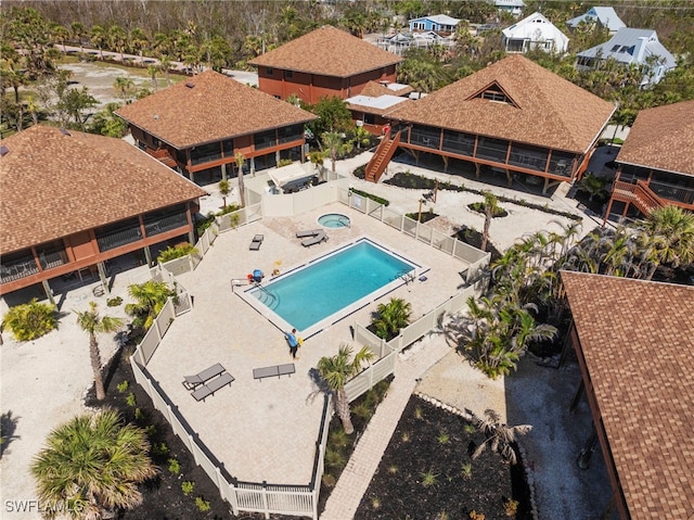 aerial view with a residential view